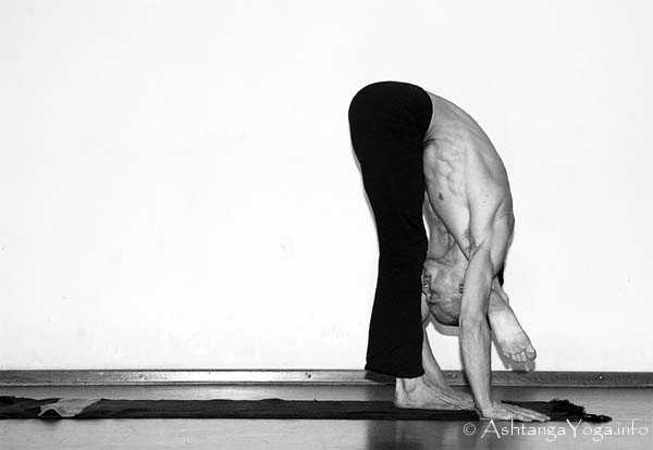 Skandasana - In der Advanced A Series (Sthira Bhaga) setzt das Ashtanga Vinyasa Yoga die Gesetze der Schwerkraft auserkraft.