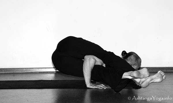 Astavakrasana B - In der Advanced A Series (Sthira Bhaga) setzt das Ashtanga Vinyasa Yoga die Gesetze der Schwerkraft auserkraft.