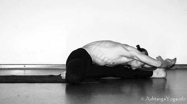 Viranchyasana B - In der Advanced A Series (Sthira Bhaga) setzt das Ashtanga Vinyasa Yoga die Gesetze der Schwerkraft auserkraft.