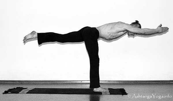Dighasana A - In der Advanced A Series (Sthira Bhaga) setzt das Ashtanga Vinyasa Yoga die Gesetze der Schwerkraft auserkraft.
