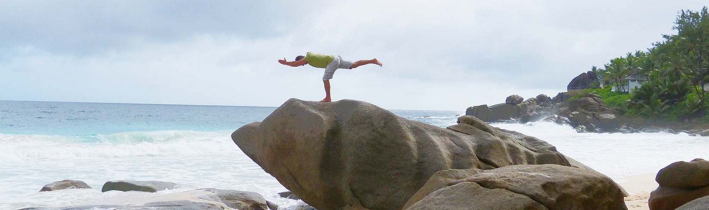 Virabhadrasana on the Rocks